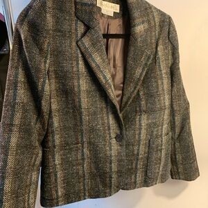 Gloria Vanderbilt Gray  Plaid Blazer